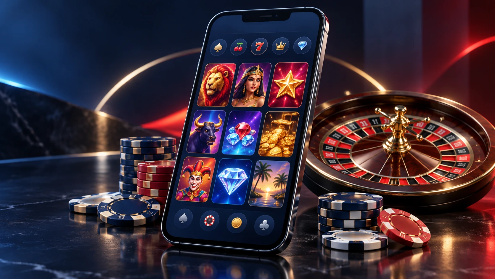 Acceso móvil de National Casino en un teléfono